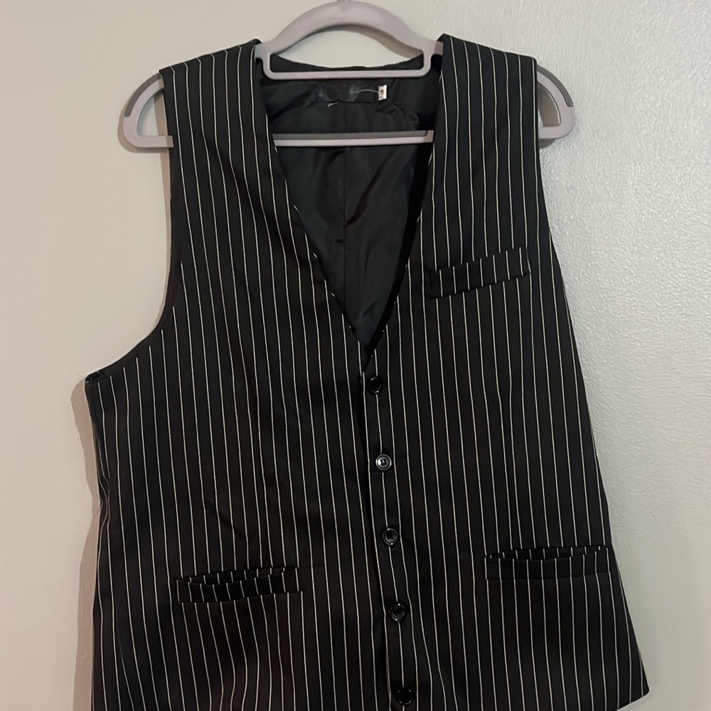 Black Pinstripe Vest